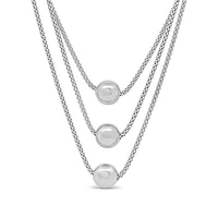 Sterling Silver 15" Triple Ball Necklace