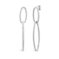 Sterling Silver Oval Drop Earrings