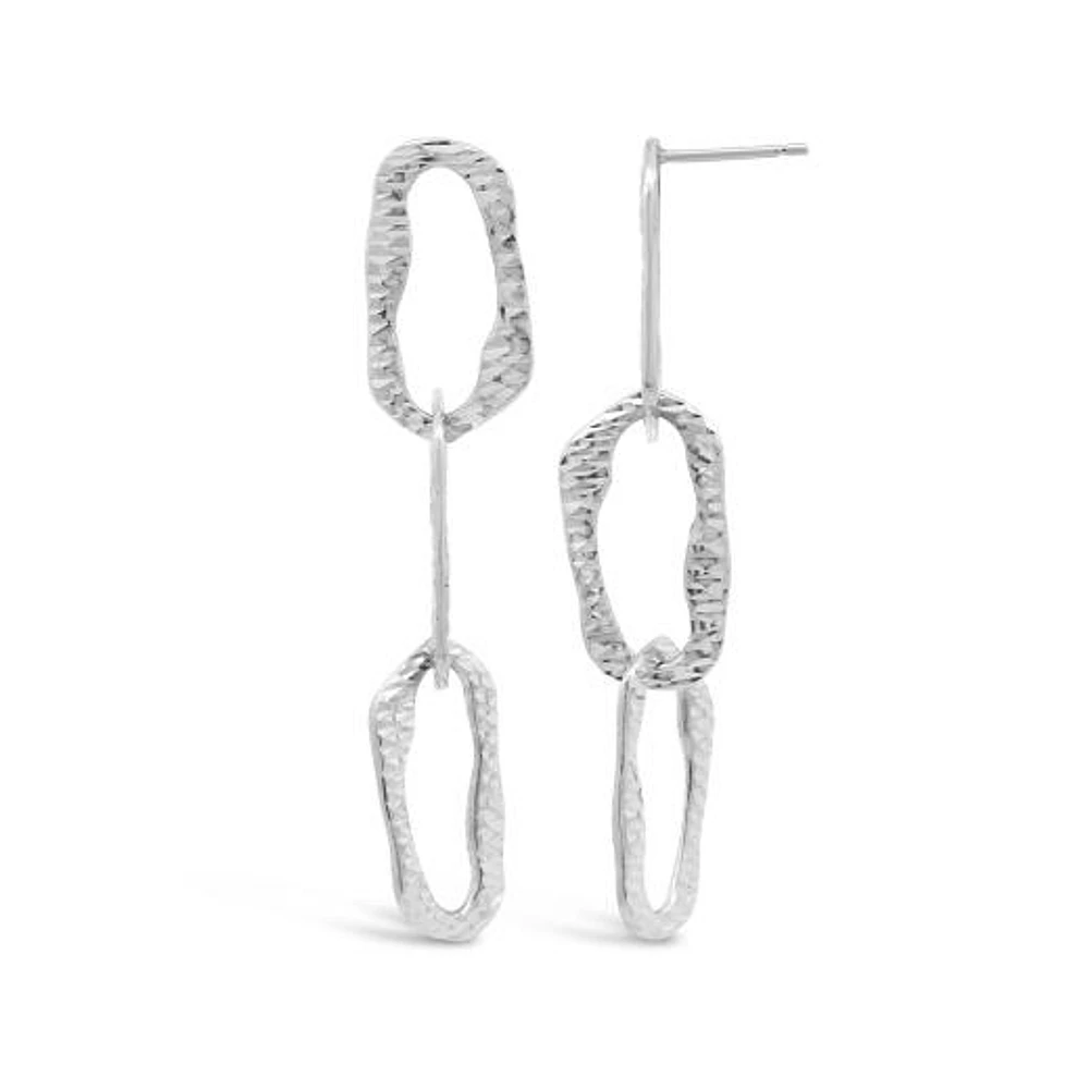 Sterling Silver Hammered Link Drop Earrings