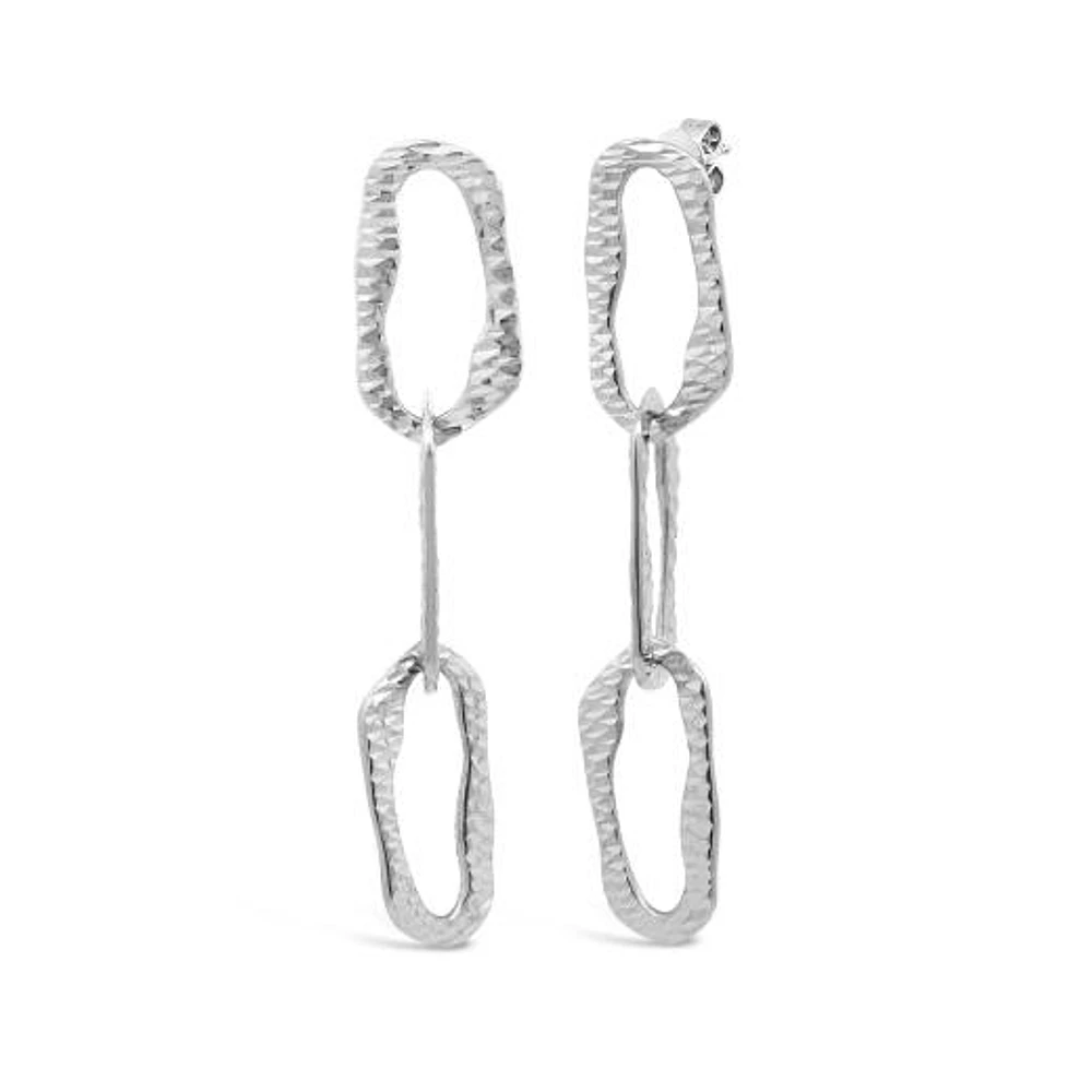 Sterling Silver Hammered Link Drop Earrings