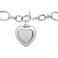 Sterling Silver 7.5" Puffed Heart Bracelet