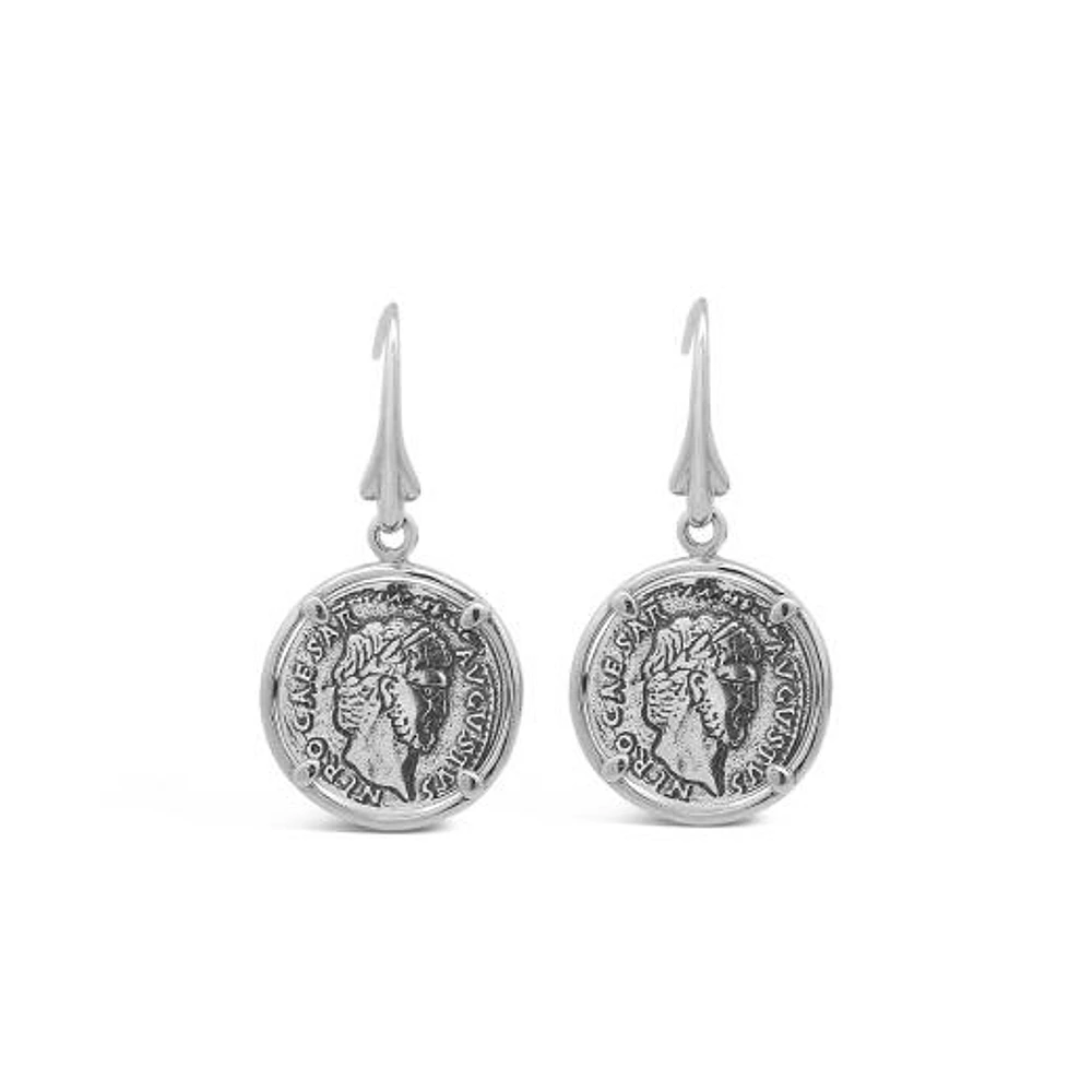 Sterling Silver Coin Drop Earrings