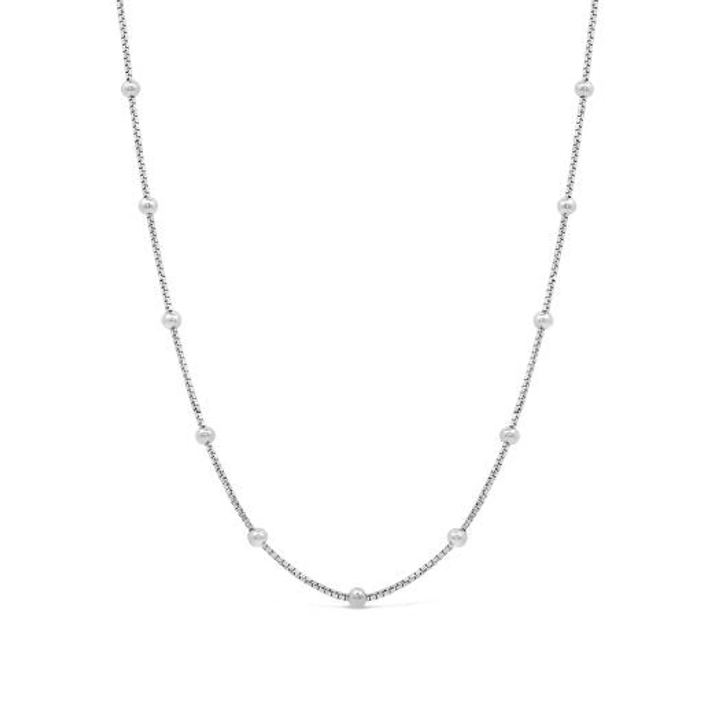 Sterling Silver 2mm Bead Station 18" Chain