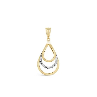 10K Two Tone Gold Pear Shape Pendant