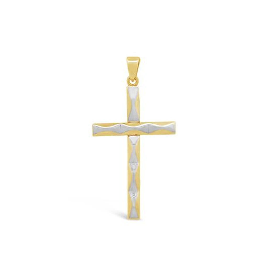 10K Two Tone Gold Cross Pendant