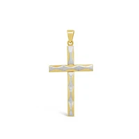 10K Two Tone Gold Cross Pendant