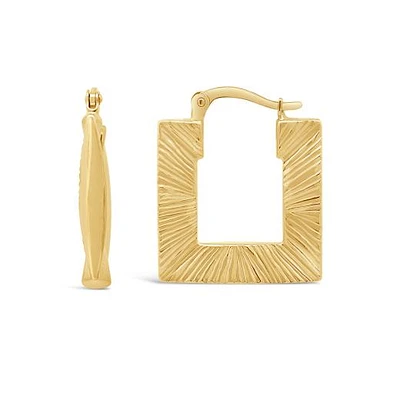 14K Yellow Gold Square Hoop Earring