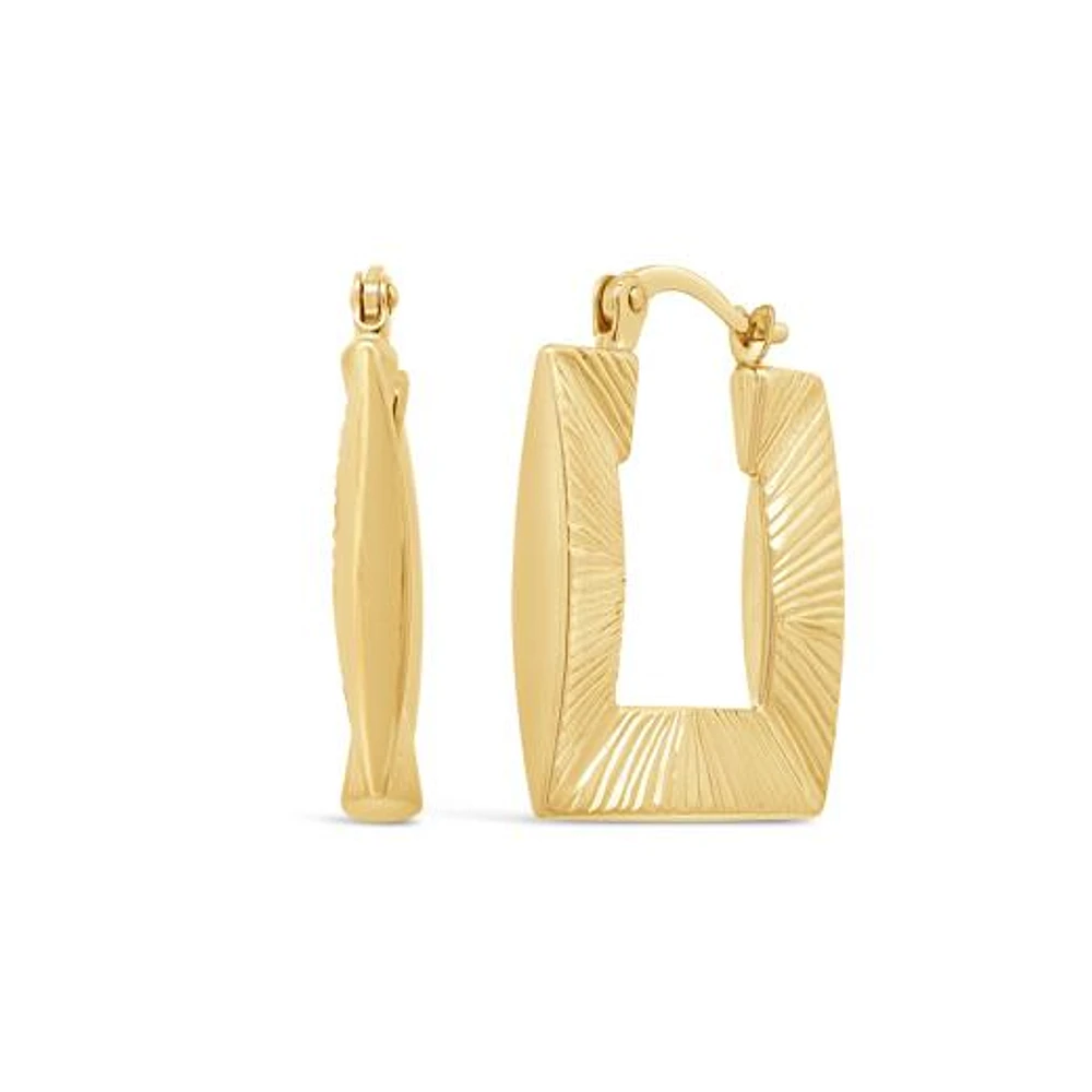 14K Yellow Gold Square Hoop Earring