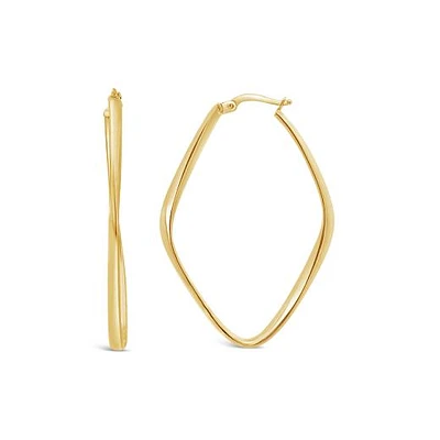 14K Yellow Gold Diamond Shape Hoop Earring