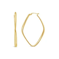 14K Yellow Gold Diamond Shape Hoop Earring