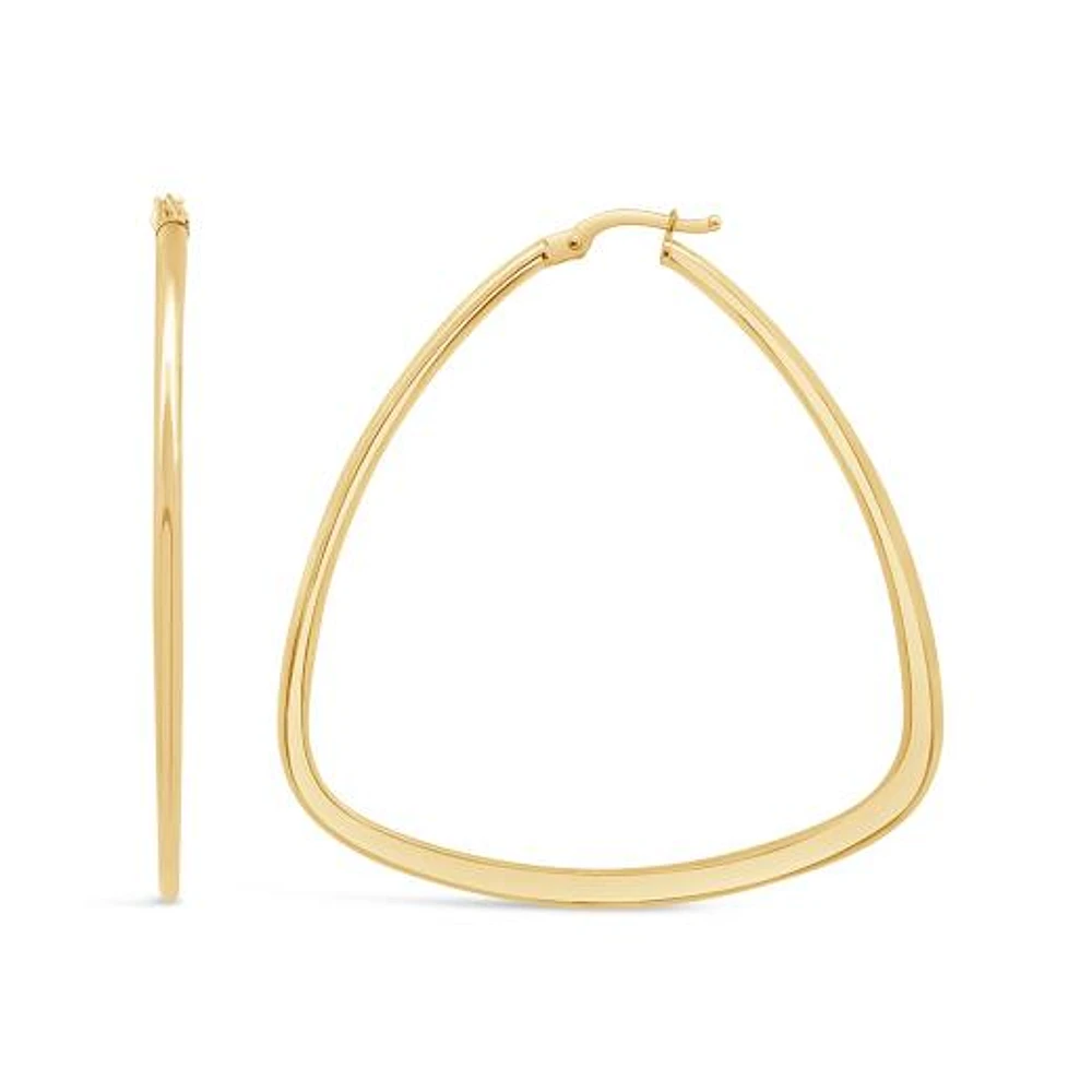 14K Yellow Gold Triangular Shaped Hoop Earring