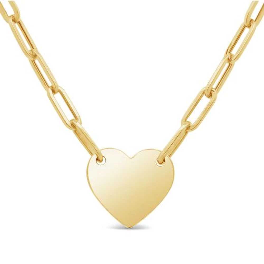 14K Yellow Gold Open Link Heart 17" Necklace