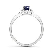 10K White Gold Sapphire & Diamond Halo Ring