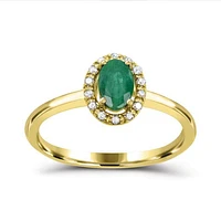 10K Yellow Gold Emerald & Diamond Halo Ring