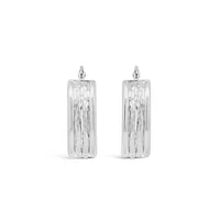 10K White Gold Hammered Diamond Cut Hoop Earrings