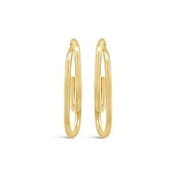 10K Yellow Gold Oval Half Hoop Earrings