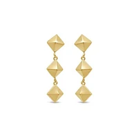 14K Yellow Gold Geometric Drop Earrings