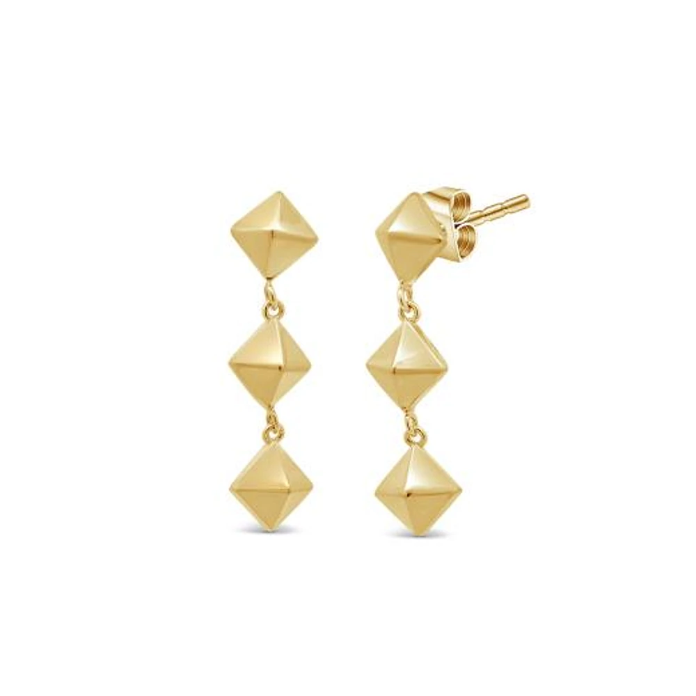 14K Yellow Gold Geometric Drop Earrings