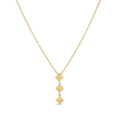 14K Yellow Gold Geometric Drop 17" + 1" Pendant