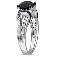 Julianna B 14K White Gold 2.32CTW Black Cushion Diamond Fashion Ring