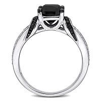 Julianna B 14K White Gold 2.32CTW Black Cushion Diamond Fashion Ring