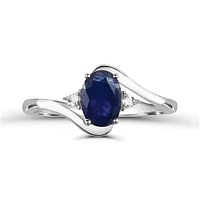 10K White Gold Sapphire & Diamond Ring