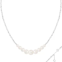 Sterling Silver 4-8mm White Freshwater Pearl Necklace 18" + 1" Extender