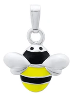 Sterling Silver Children's Yellow & Black Enamel Bumblebee 15" Pendant