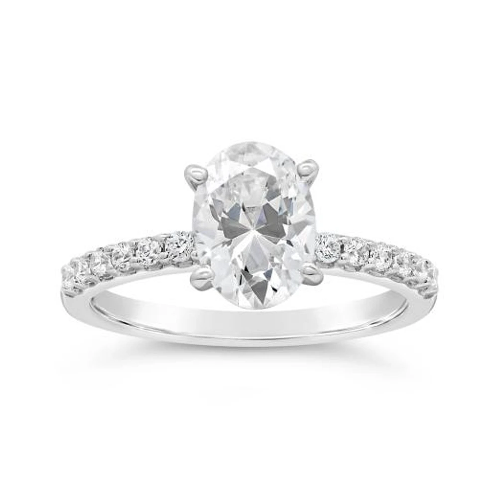 New Brilliance Oval Lab Grown 1.70CTW Diamond Bridal Ring in 14K White Gold