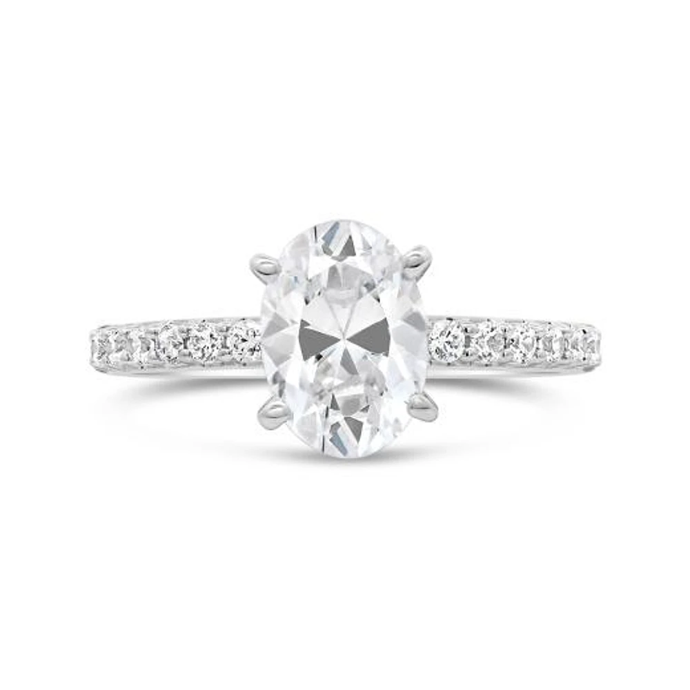 New Brilliance Oval Lab Grown 1.70CTW Diamond Bridal Ring in 14K White Gold