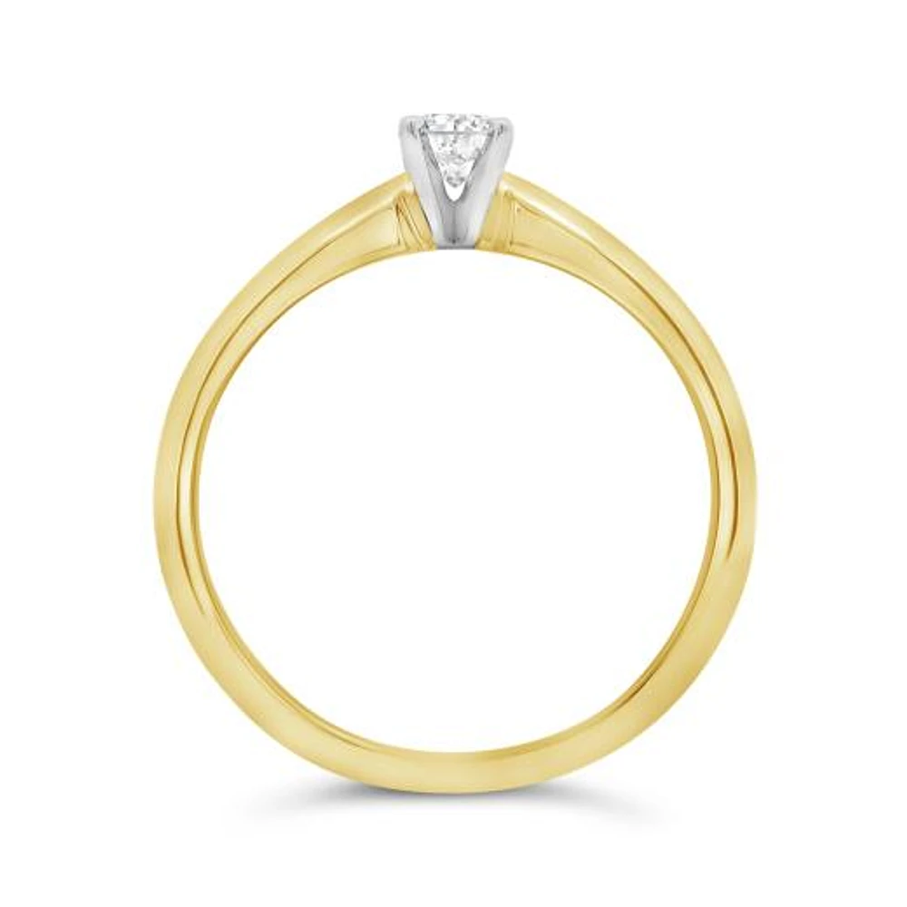 0.20CT Diamond Solitaire Ring in 14K Yellow and White Gold