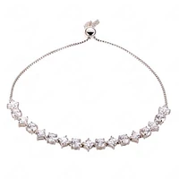 Sterling Silver Cubic Zirconia Bolo Adjustable Bracelet