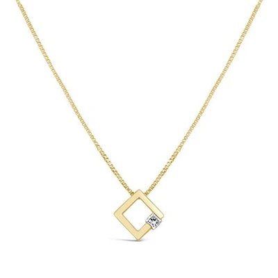 Glacier Fire Princess Cut Canadian Diamond Pendant in 10K Yellow Gold