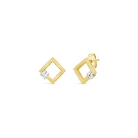 Glacier Fire Princess Cut Canadian Diamond Earrings in 10K Yellow Gold