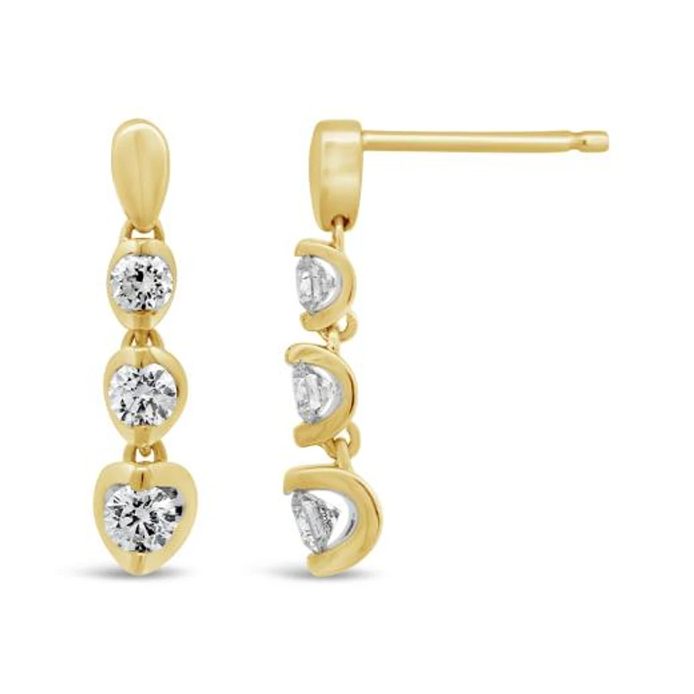 Glacier Fire Canadian 0.50CTW Diamond Three Stone Earrings in 10K Yellow Gold