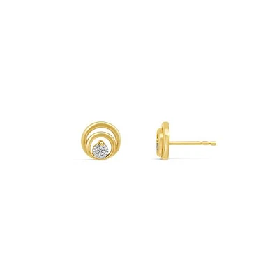 Glacier Fire Canadian Diamond Circle Stud Earrings in 10K Yellow Gold