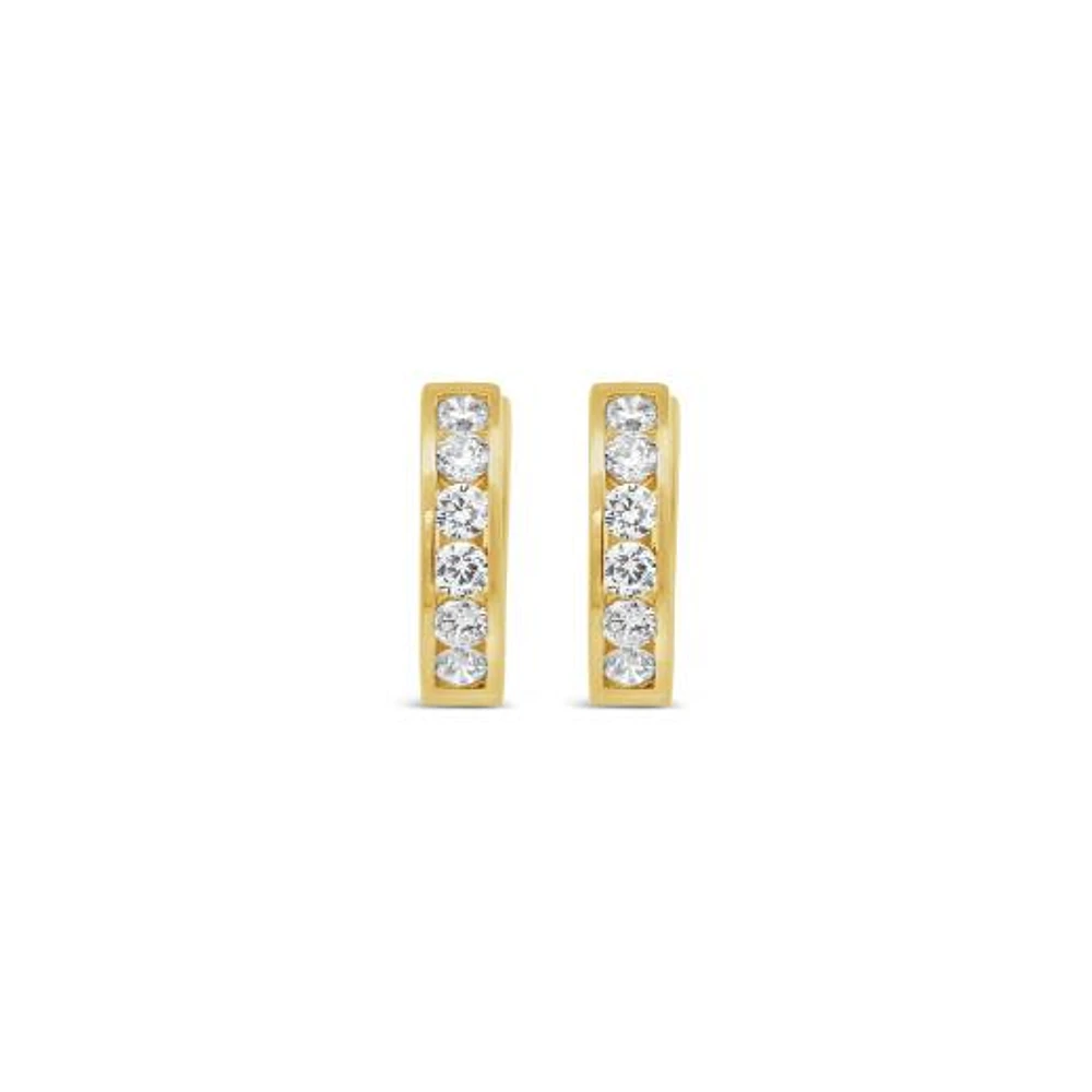 New Brilliance Lab Grown 1.00CTW Diamond Hoop Earrings in 10K Yellow Gold