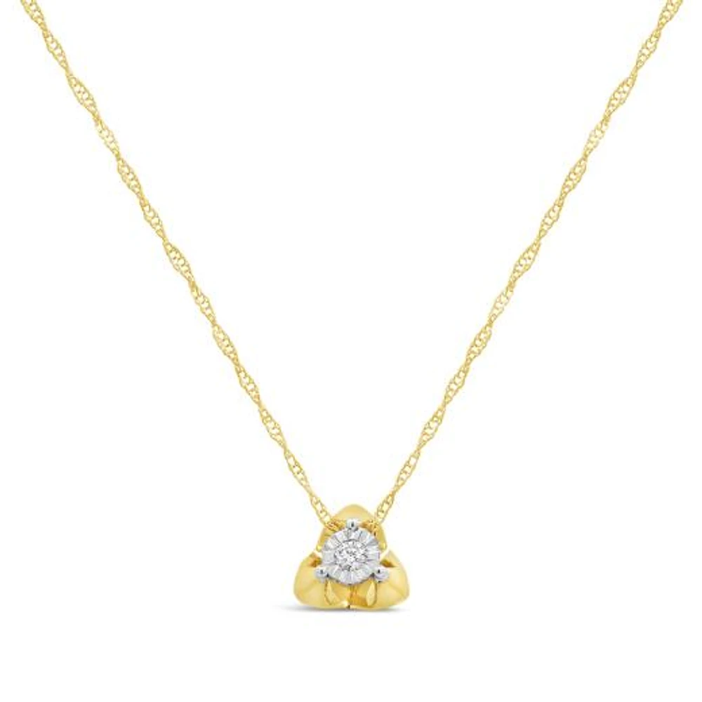 Solitaire Diamond Pendant in 10K Yellow Gold