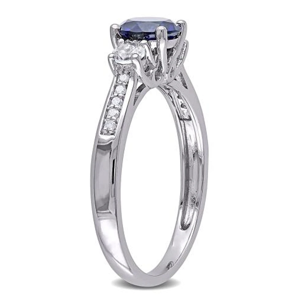 JULIANNA B 10K White Gold Created & Created White Sapphire & Diamond Ring