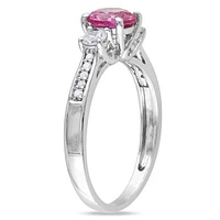 JULIANNA B 10K White Gold Created Pink & Sapphire Diamond Ring