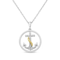 Diamond Anchor Pendant in Sterling Silver & 10k Yellow Gold