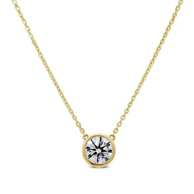 New Brilliance Lab Grown 1.50CT Diamond Bezel Set Necklace in 10K Yellow Gold