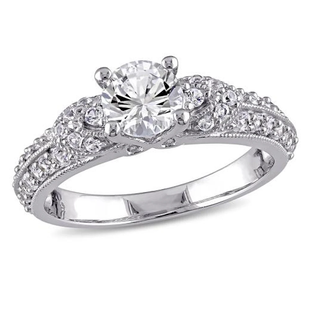Julianna B Sterling Silver Created White Sapphire Engagement Ring