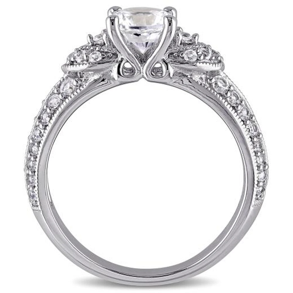Julianna B Sterling Silver Created White Sapphire Engagement Ring