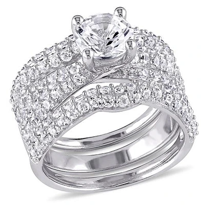 JULIANNA B Sterling Silver Created White Sapphire Bridal Set