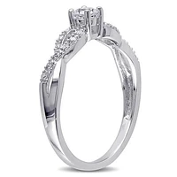 Julianna B 10K Sterling Silver Created White Sapphire & Diamond Ring