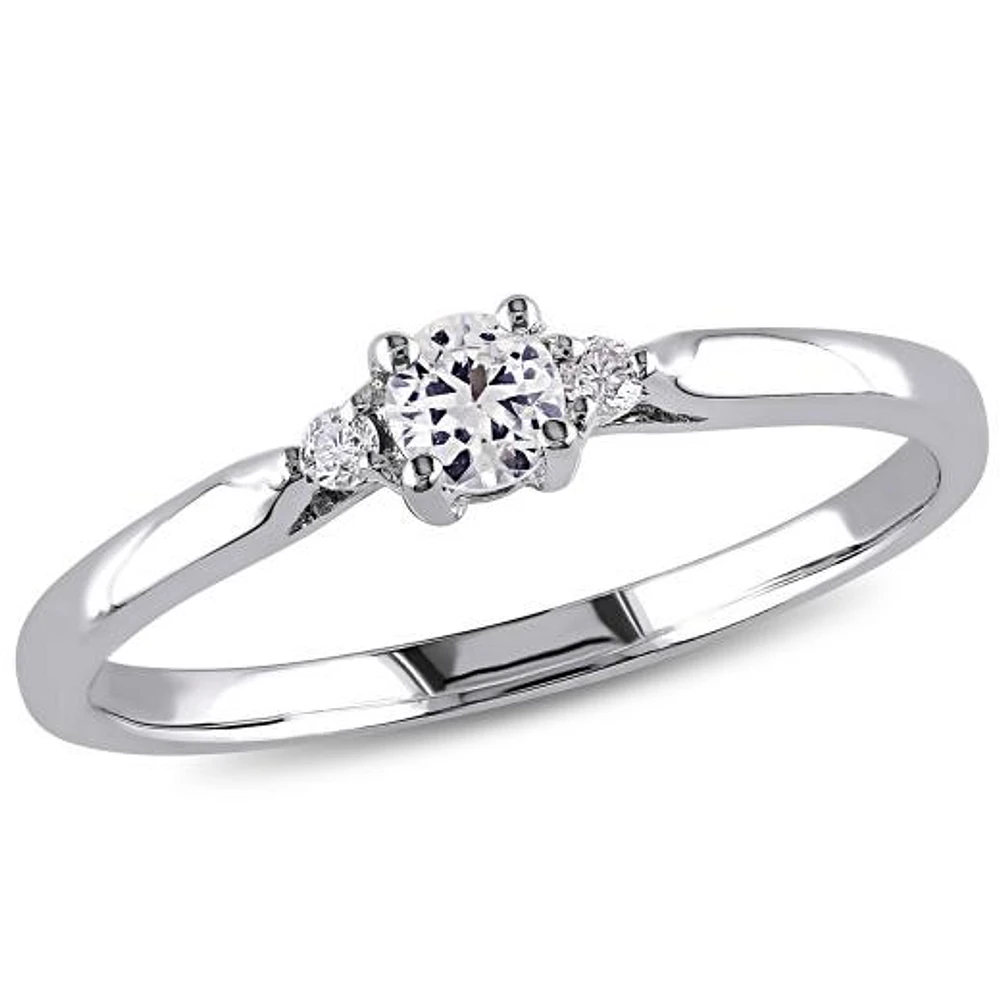Julianna B Sterling Silver Created White Sapphire & Diamond Ring