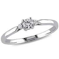 Julianna B Sterling Silver Created White Sapphire & Diamond Ring