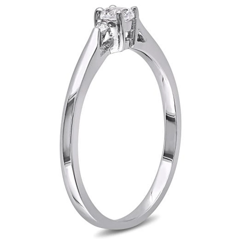 Julianna B Sterling Silver Created White Sapphire & Diamond Ring