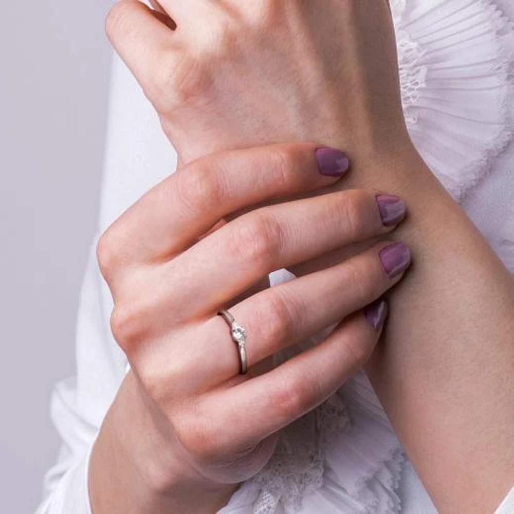 Julianna B Sterling Silver Created White Sapphire & Diamond Ring